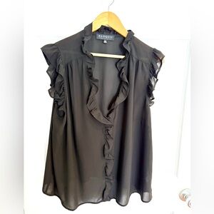 Eloquii Black Ruffle Trim Blouse